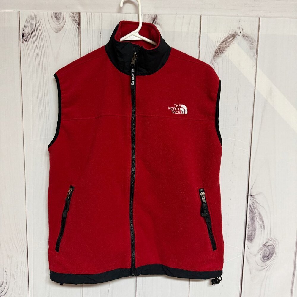 The North Face Womens Fleece Vest M Red Black Vintage 1999 Full Zip EUC